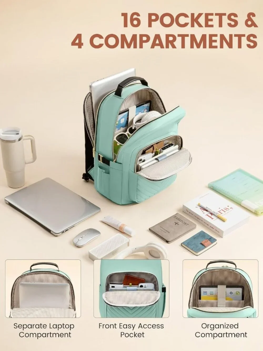 Stylish Quilted Laptop Backpack for Women | Work, Travel & College Bag